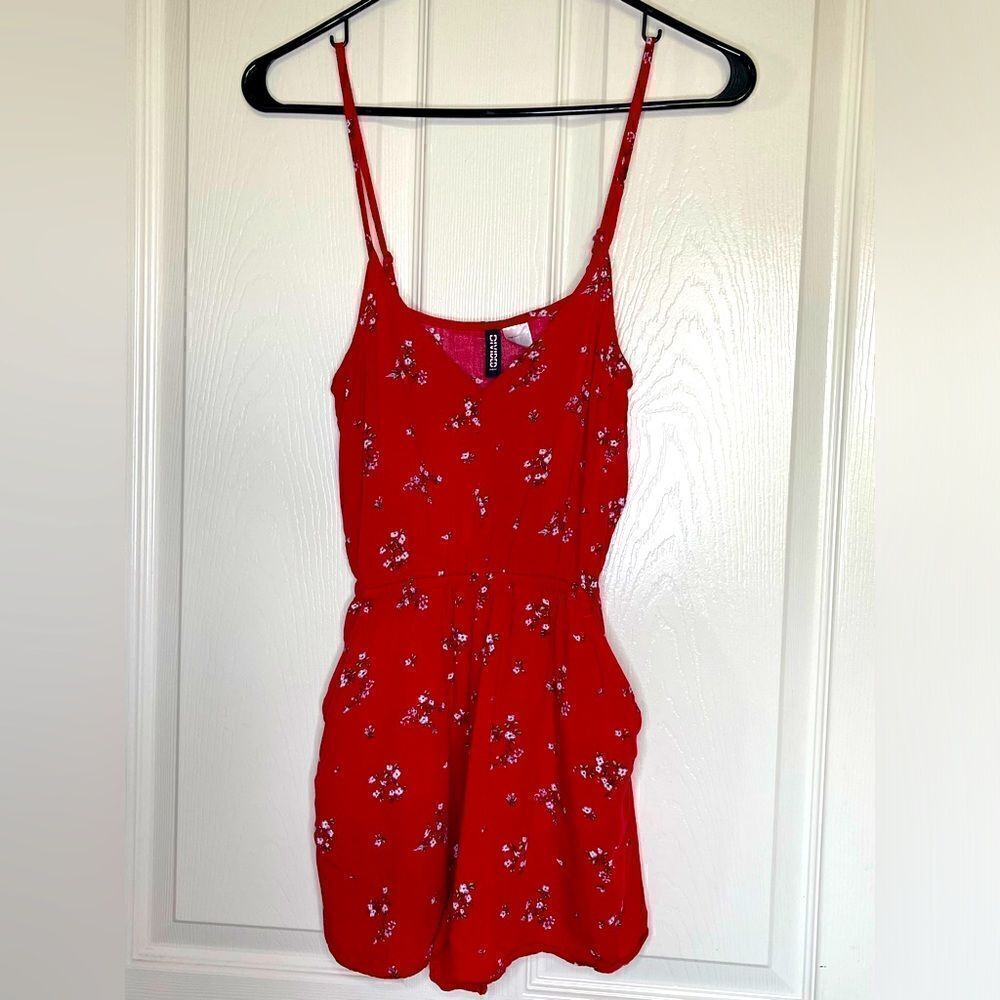 H&M red floral romper size 0